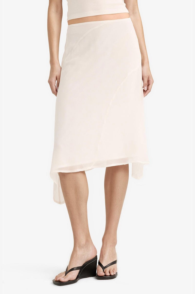 DeFacto White Woman A Line Chiffon Normal Waist Midi Skirt Casual - Image 3
